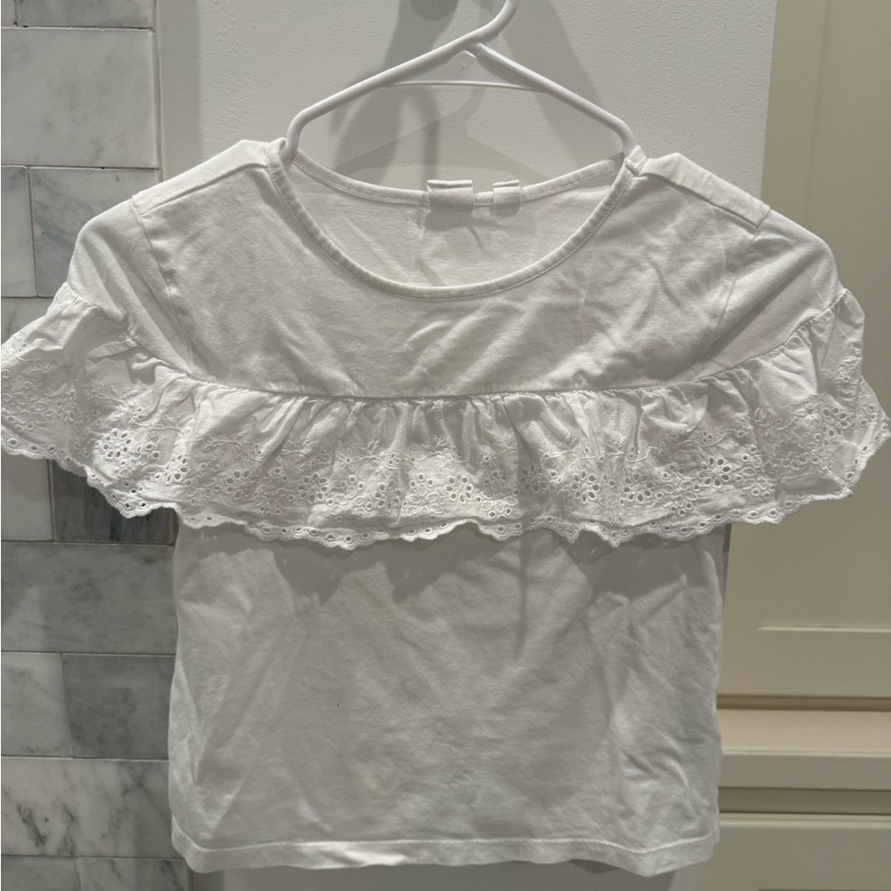 GAP White Eyelet Ruffle Blouse